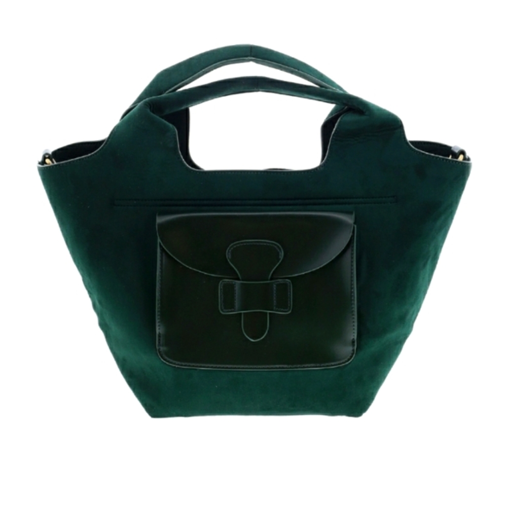 Anthropology green crossbody satchel mod vintage style velvet suede purse